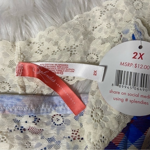 Splendies Cotton Thong with Lace Trim - Picture 3 of 3